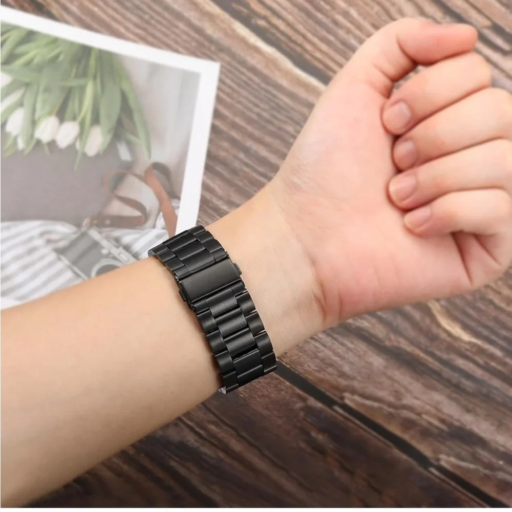 Amazon Black Glossy Stainless Steel Watch Band